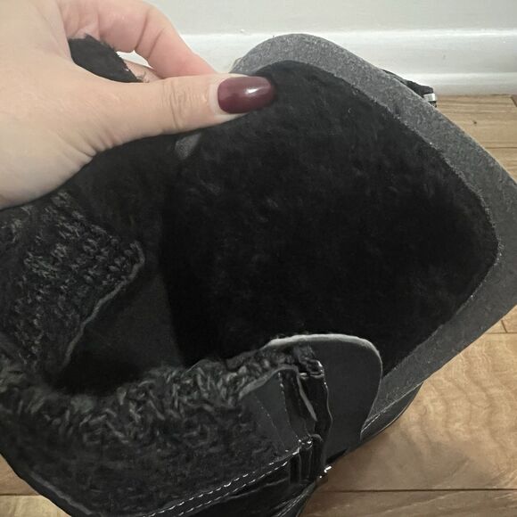 Polar Snow Boots Women's Size 9 Black Quilted Fur Lined Lace Up Winter Insulated - Picture 7 of 10